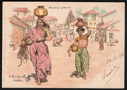 India 1901 Rare Chromo Litho PPC depicting Gujarat females Baroda ...