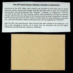 Germany Karolinen 5pf unused postcard Proof h/s "ULTRAMAR" by UPU ...