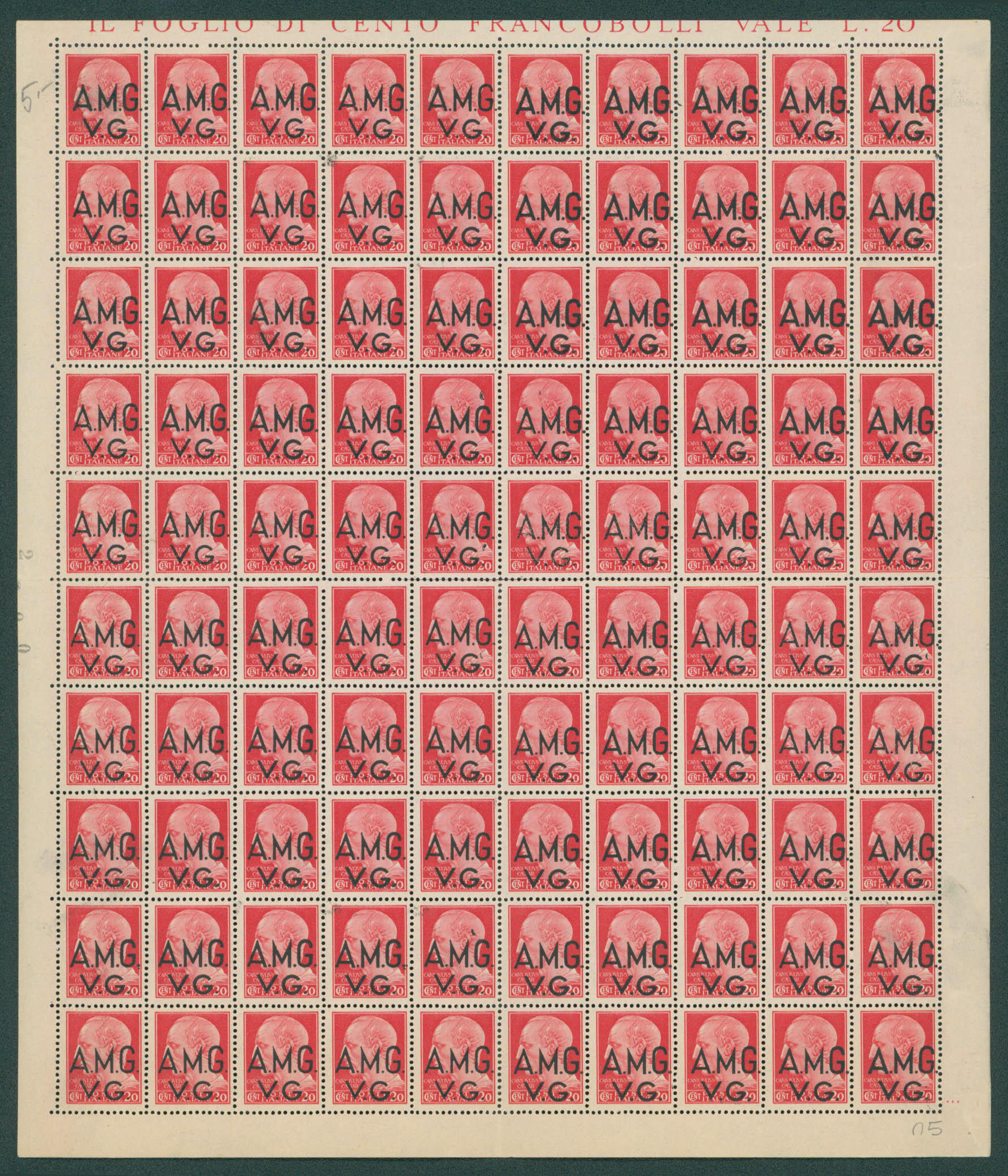 1945 Trieste - Adm. Anglo-Américaine - Zone A : Sass. 3 en feuille ...