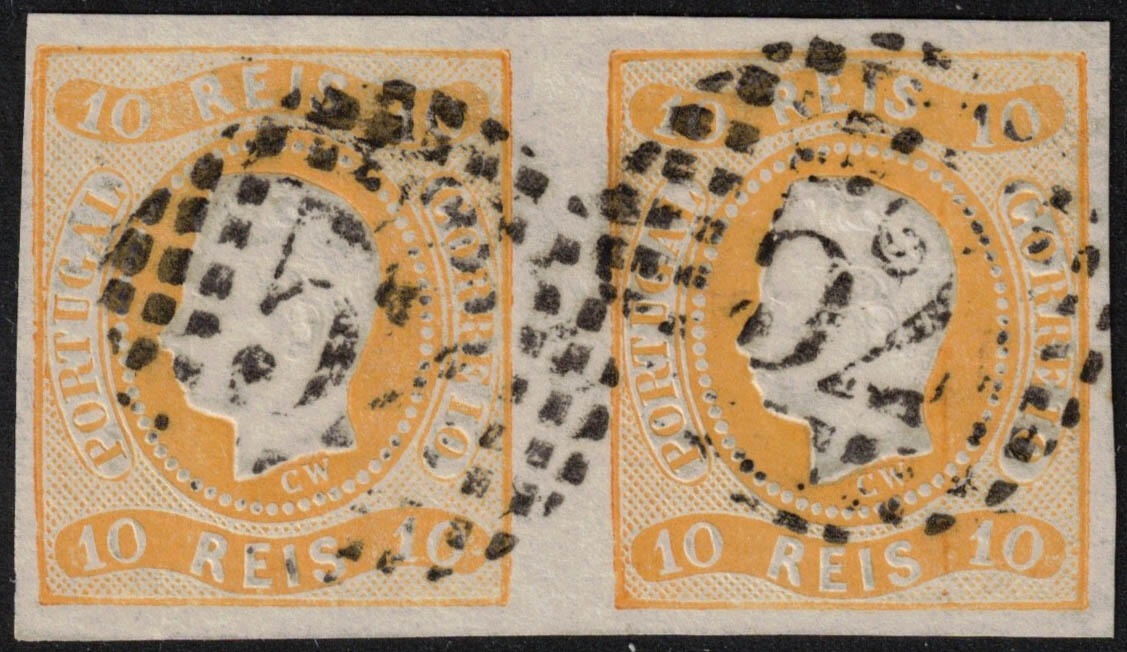 1866 Yv. 19 - Mi 18 - en paire horizontale, bien margés, obl '52' de ...