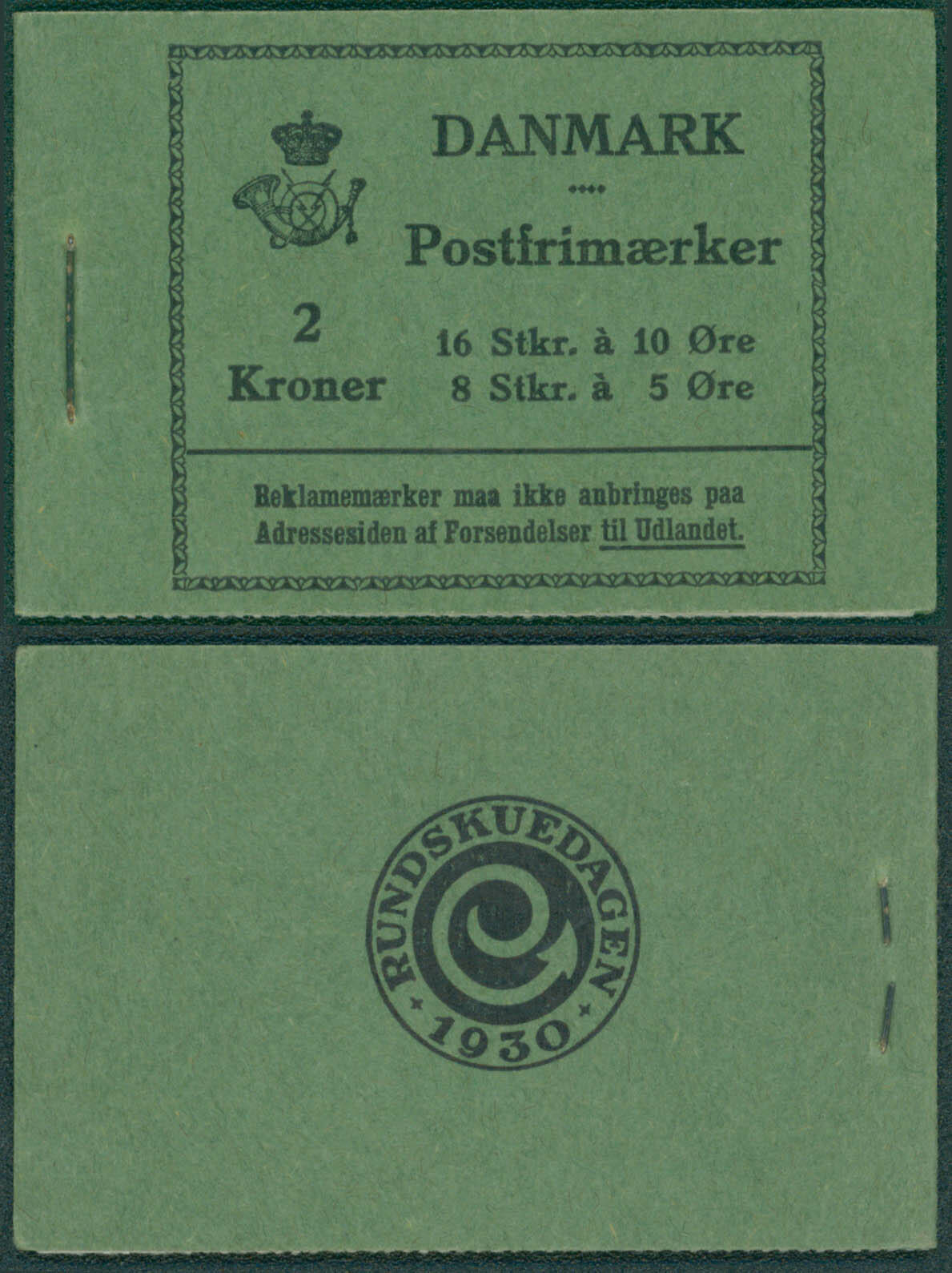 1930 Rundskuedagen 6 septembre 1930 - Carnet 2 kr XX (8x5 öre vert ...