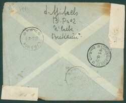 1949 291 obl Nya-Lukemba 8/5/48 en PA vers Bruxelles. Griffe en noir ...