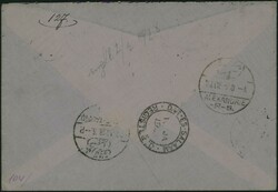 1927 59 + Tx 9 à 13 obl Usumbura 24/12/27 en rec vers Vienne. Verso  ...