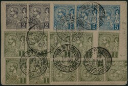 1895 Afft recto/verso Yv. 11x11-12x3-13x4-15/7 obl Monte-Carlo 8/2/95 ...