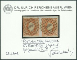 1866 Yv. 23 - Mi 22 - en paire horizontale, bien margés, obl '1'. ...