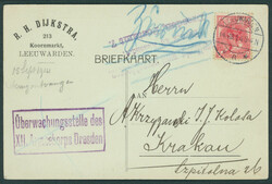 1914 Yv. 51 obl Leeuwarden 14/8/14 !! vers Krakau. Endadré ...