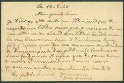 1940 EP 40c expédié en FM, càd Herseaux 15/V/40, timbre biffé ...