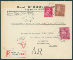 1942 429-528-531 rec. AR Bruxelles vers Lausanne, Suisse. Bande de ...