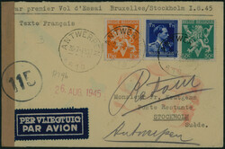1945 678A-682A-692 obl Antwerpen 30/7/47, 1er vol d'essai ...