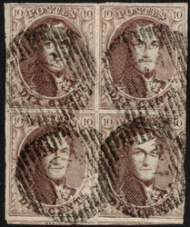 1810260: Belgium 1851 Médaillons, unframed watermark Postmarks