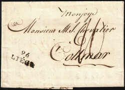 1794 LAC datée du 20/3/1794, griffe en noir '96/Liège', manuscrit ...