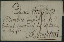 1797 LAC datée de Cologne 30 ventose an 5 (20/3/97) vers Courtrai. ...
