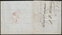 6, 3 marges, obl P 26 + càd Chatelineau 21/6/1854, griffe en rouge ...