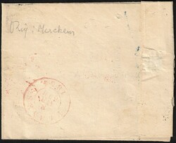 6 obl P 35 + càd Dixmude 7/4/1854, boite AB de Merckem, griffe en ...