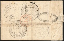 6 margé bdf obl P 65 + càd Jemmapes 12/10/1854, griffe encadrée en ...