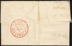 6 obl P 41 + càd Florenville 4/3/1855, griffe en rouge 'Après le ...