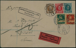 1929 203-208-256 obl Antwerpen 2/XI.1929 en expres vers Thoune en ...