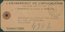 1932 317x2-353 obl Bruxelles 12 du 13/12/1932 sur étiquette de colis ...