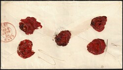 1857 Env de Bruxelles 10/3/1857 vers Gand. Griffes encadrées en bleu ...