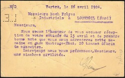 1924 EP 15c Houyoux + 193 perforés 'L.E. - Louis Escoyez' obl sc ...