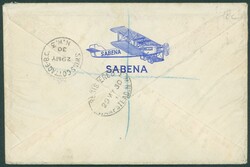 1930 232-PA 1 env avec au verso publicité illustrée Sabena obl ...