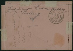 1892 CL 25c obl Seraing 4/6+92 vers Moissac en France, càd verso 6/6 ...