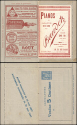 1887 Type Sage 15c bleu - EP publicitaire neuf 'La Missive/Paris' ...