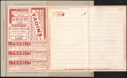 1887 Type Sage 15c bleu - EP publicitaire neuf 'La Missive/Paris' ...