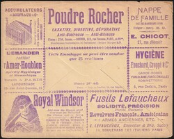 1887 EP Type Sage 15c bleu - enveloppe neuve - Rue Lafitte, Paris, ...