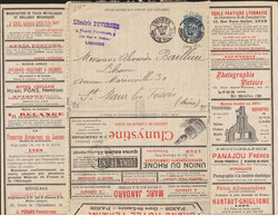 1896 Type Sage 15c bleu - Enveloppe lettre annonces voyagé de ...