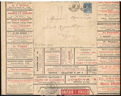 1899 Type Sage 15c bleu - Enveloppe lettre annonces, voyagé de et ...
