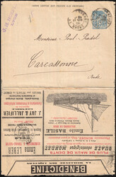 1900 Type Sage 15c bleu - Enveloppe-annonces timbrée sur commande - ...