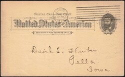 1894 EP 1c obl St Louis vers l'Iowa. Verso repiquage publicitaire ...