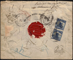 1919 Yv. 155 au verso d'une enveloppe rec 'The Kailan Mining ...