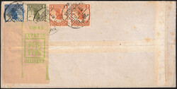 1925 Yv. 181x2-185A-190 + étiquette 'Express Delivery' obl Hannchen ...