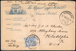 1906 Egypte - Yv. 34 obl Assouan 6/3/06 sur enveloppe illustrée 'The ...