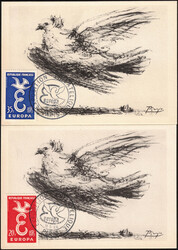 1958 France - Europa - 2 CP obl commémoratives sur reproduction de ...