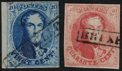 1851 6 à 8 obl griffes encadrées Bruxelles