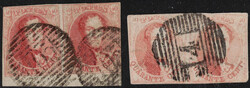 1861 12/12A, 2 paires avec légers défauts, 1 bdf inférieur, 1 obl ...