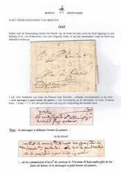 1643 LAC du 1/6/1643 par messager de Gent via Bruxelles vers Tournai, ...