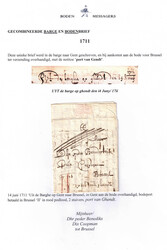 1711 LAC du 14/6/1711 par barge de Gent vers Bruxelles (Uyt de barge ...