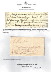 1743 LAC du 28/10/1743 de Temse vers Antwerpen. 'Au lieu de suivre ...