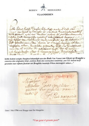 1754 LAC du 1/5/1754 par messager de Brugge vers Ste Margarite, 'Van ...