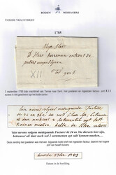 1785 LAC du 3/9/1785 par messager de Temse vers Gent, colis de ...