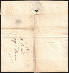 1843 LAC obl T 18 Landen 7/12 + SR, P.P. et boite U, vers Liège. Au ...