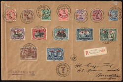 1919 150 à 163 obl Bruxelles 15/IV/19 env format moyen en rec vers ...