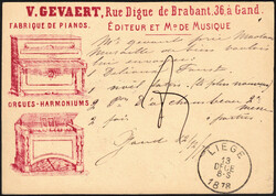 1878 EP 5c obl Gand(Station) 18/12/78 vers Liège. Au verso ...