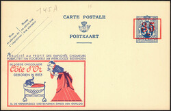 1934 Publibel n° 145A neuf, surcharge à la pédale. Chocolat