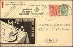 1939 Cat. Waroquiers C.L.A. N° 50 + 419 obl Boussu 3/11/39 vers ...