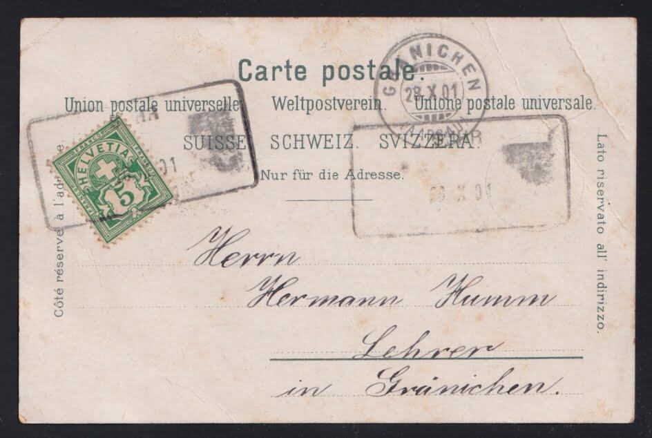 Schweiz Zifferzeichnung, entwertet mit Aushilfsstempel SUHRSchweiz ...